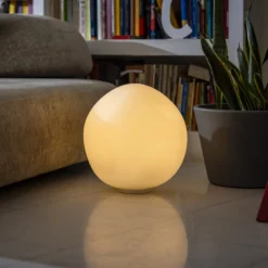Foscarini Tischleuchte Hoba Grande, Ø 36 cm, ein/aus, Glas