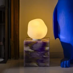 Foscarini Tischleuchte Hoba Media, Ø 24 cm, dimmbar, Glas