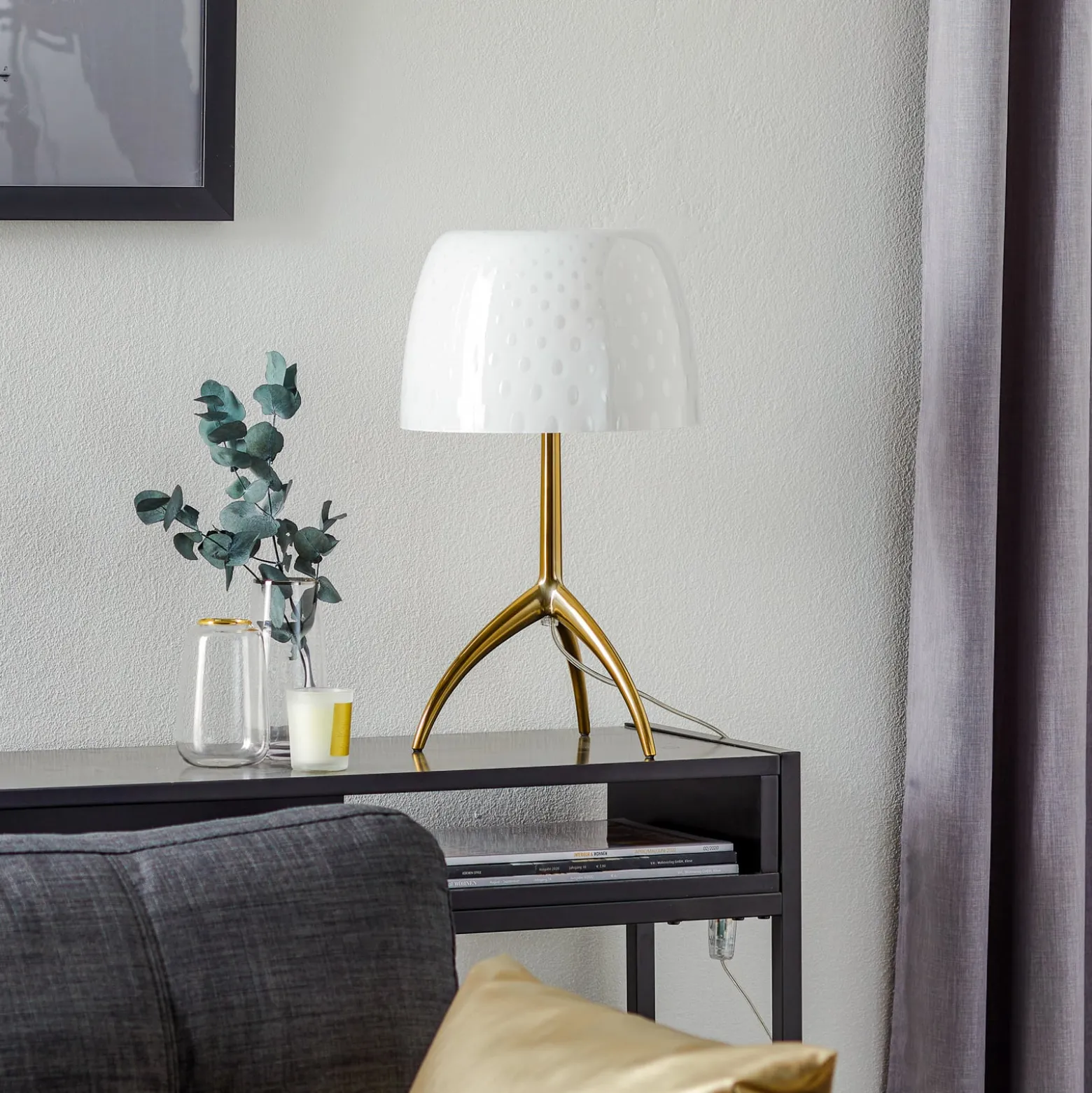 Foscarini Tischleuchte Lumiere 30, 45 cm, Blasenglas, dim.