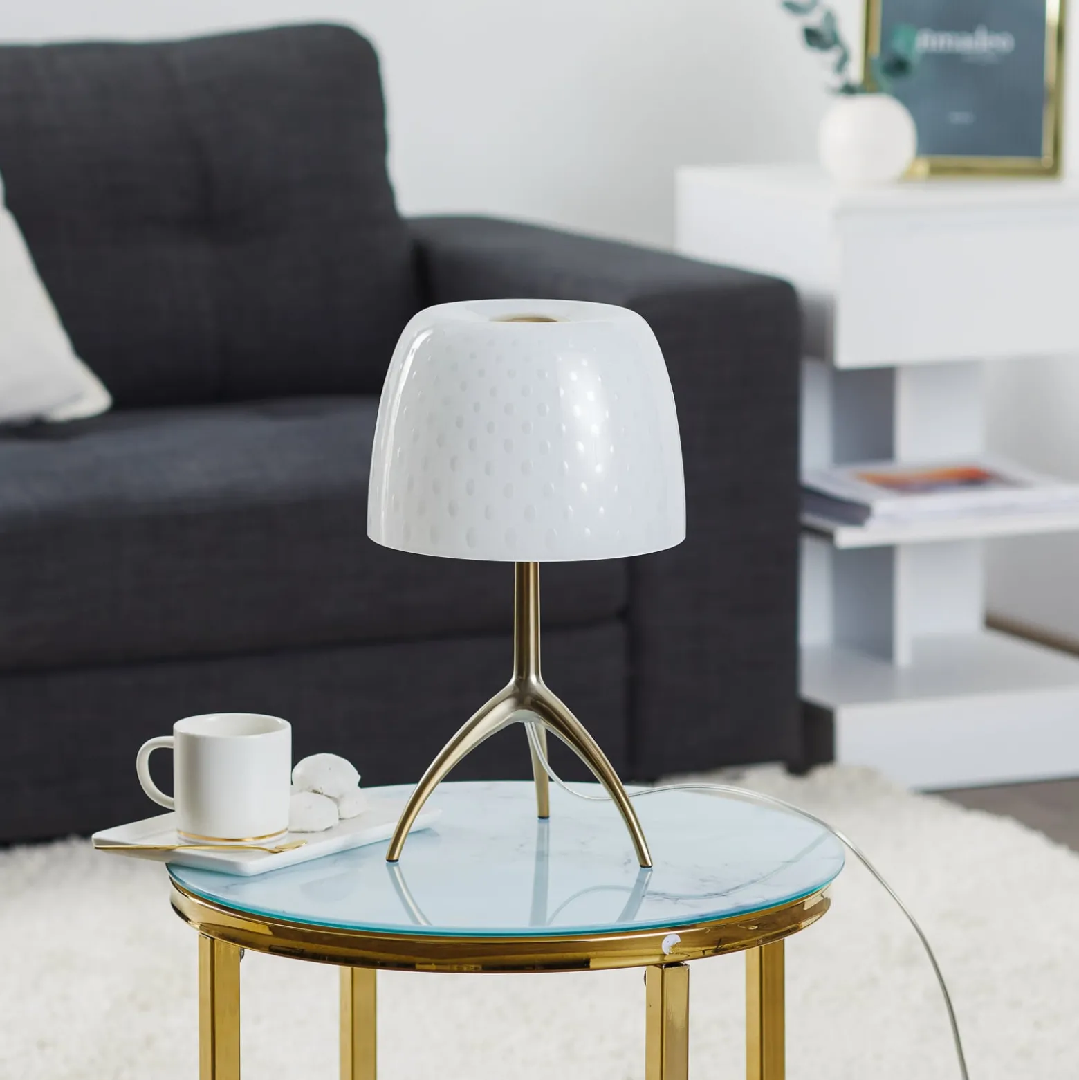 Foscarini Tischleuchte Lumiere 30, 35 cm, Blasenglas, dim.