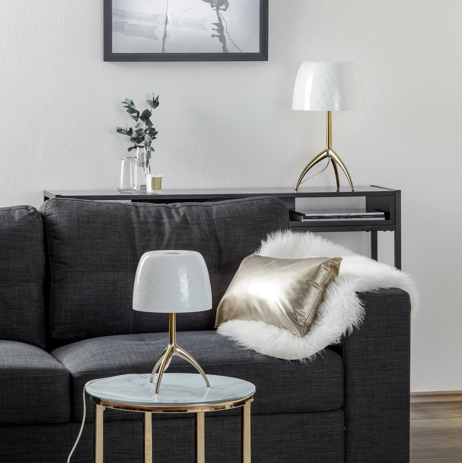 Foscarini Tischleuchte Lumiere 30, 35 cm, Blasenglas, dim.