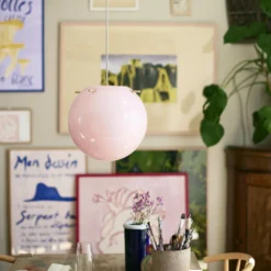 FRANDSEN Hängeleuchte Koi, Glas, rose/messing, Ø 32 cm