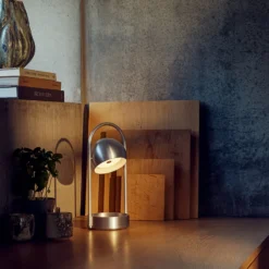 FRANDSEN LED-Akku-Tischlampe Ball Portable, alu gebürstet