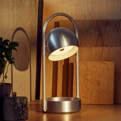 FRANDSEN LED-Akku-Tischlampe Ball Portable, alu gebürstet