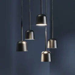 FRANDSEN LED-Hängelampe Satellite, schwarz, Metall, Ø 7 cm
