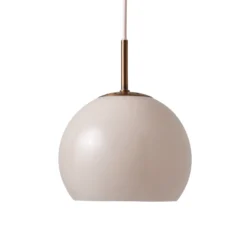 FRANDSEN Pendellampe Ball, sandgrau, Ø 18 cm, Glas