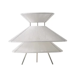 FRANDSEN Tischlampe Kiku, weiß, Höhe 30 cm, Metall/Leinen