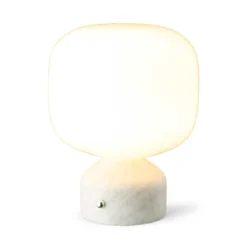 GEJST LED-Akku-Tischlampe Meemo, Marmor weiß, Glas, USB