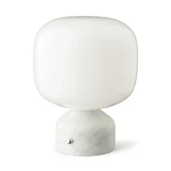 GEJST LED-Akku-Tischlampe Meemo, Marmor weiß, Glas, USB