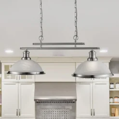 Glas-Hängeleuchte Bistro, 2-flammig, silber