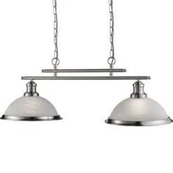 Glas-Hängeleuchte Bistro, 2-flammig, silber
