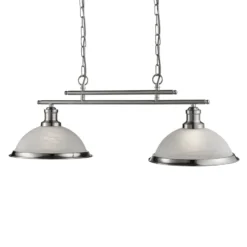 Glas-Hängeleuchte Bistro, 2-flammig, silber