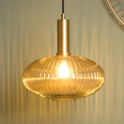 Glas-Hängeleuchte Maloto, Ø 30 cm, amber