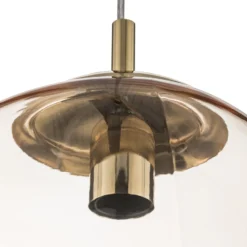 Glas-Hängeleuchte Sol, Ø 35cm, schwarz/bernstein