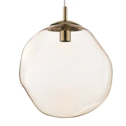 Glas-Hängeleuchte Sol, Ø 35cm, schwarz/bernstein