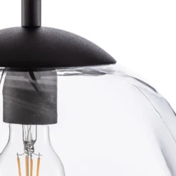 Glas-Hängeleuchte Sol, Ø 35cm, schwarz/klar