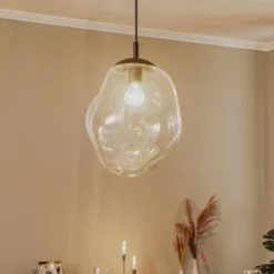 Glas-Hängeleuchte Sol, Ø 35cm, schwarz/klar