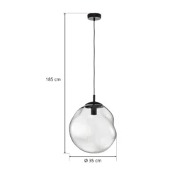 Glas-Hängeleuchte Sol, Ø 35cm, schwarz/rauchgrau