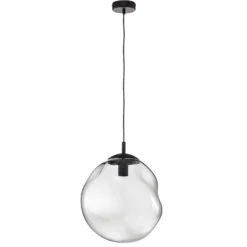 Glas-Hängeleuchte Sol, Ø 35cm, schwarz/rauchgrau