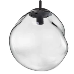 Glas-Hängeleuchte Sol, Ø 35cm, schwarz/rauchgrau
