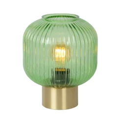 Glas-Tischleuchte Maloto, grün/gold, Ø 20 cm, E27
