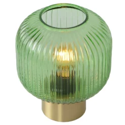 Glas-Tischleuchte Maloto, grün/gold, Ø 20 cm, E27