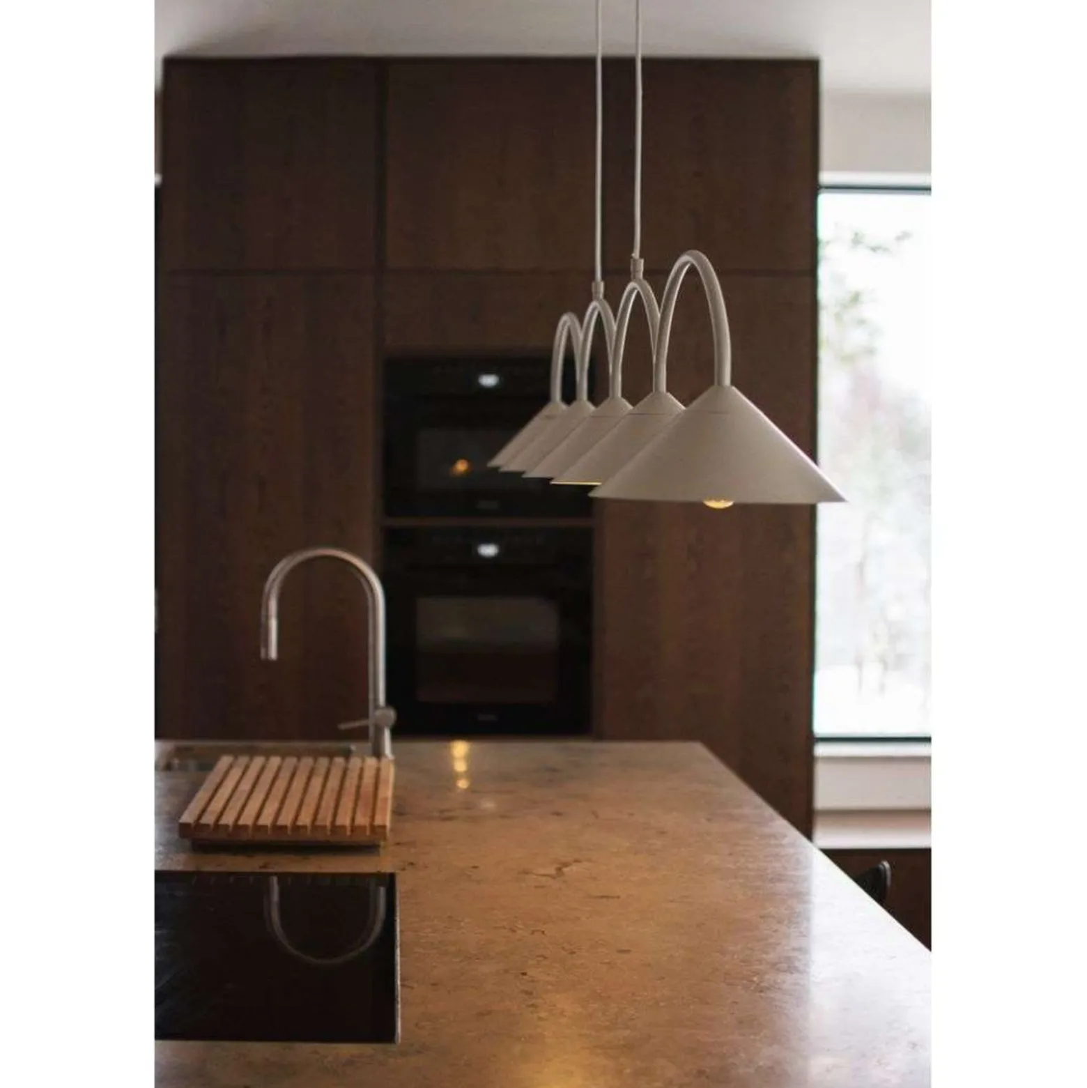 Globen Lighting Hängelampe CURVE 5, beige, 5-flg., 165 cm