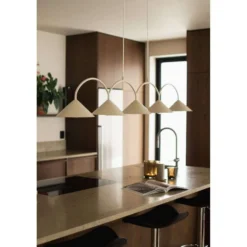 Globen Lighting Hängelampe CURVE 5, beige, 5-flg., 165 cm