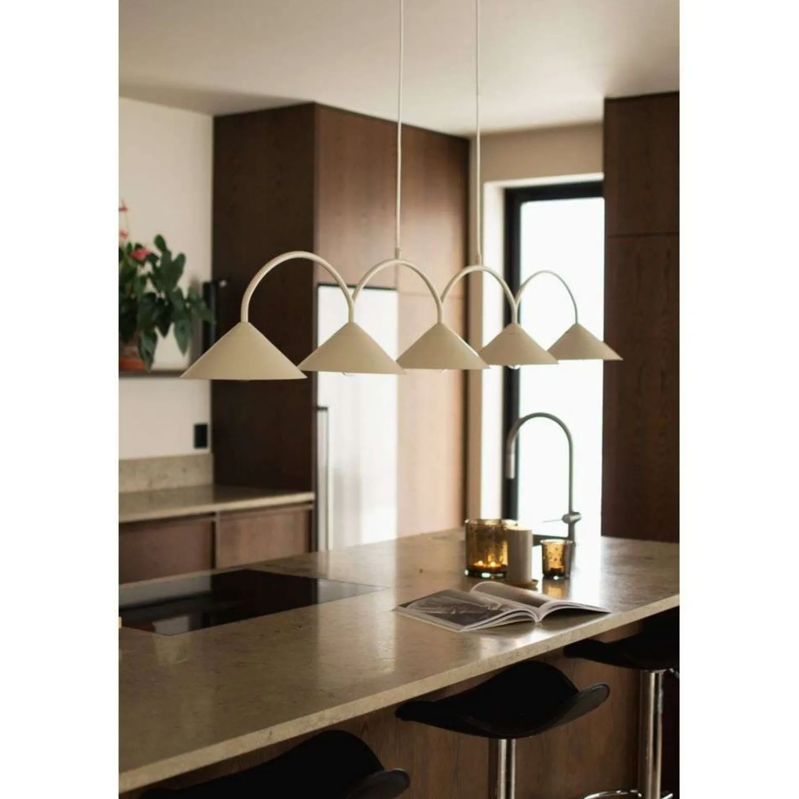 Globen Lighting Hängelampe CURVE 5, beige, 5-flg., 165 cm