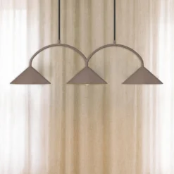 Globen Lighting Hängelampe CURVE, Länge 95 cm, braun, 3-flg.