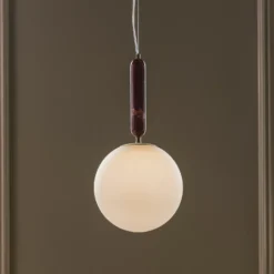 Globen Lighting Pendellampe Torrano, rot, Ø 30 cm, Marmor