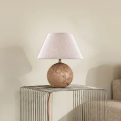 Globen Lighting Tischlampe Castello, pink/beige, Höhe 28 cm