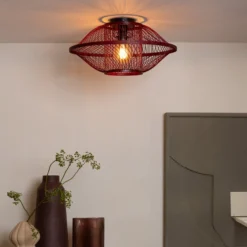 GOOD & MOJO Deckenlampe Maui, rot, Ø 50 cm, Bambus, E27