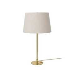 GUBI Tischleuchte 9205, messing, Canvas-Schirm, Höhe 58 cm