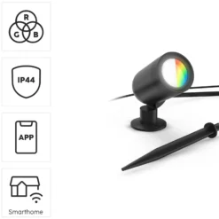 Hama Smart LED-Erdspießstrahler, schwarz WLAN, IP65 RGBW dim