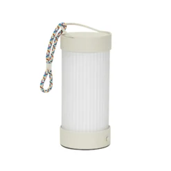 HÜBSCH LED-Akku-Tischleuchte Camp, sand, Glas, Eisen, IP44
