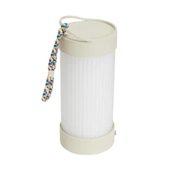 HÜBSCH LED-Akku-Tischleuchte Camp, sand, Glas, Eisen, IP44