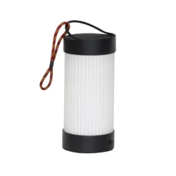 HÜBSCH LED-Akku-Tischleuchte Camp schwarz, Glas, Eisen, IP44