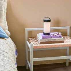 HÜBSCH LED-Akku-Tischleuchte Camp schwarz, Glas, Eisen, IP44