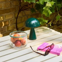 HÜBSCH LED-Akku-Tischleuchte Mush, dunkelgrün, Höhe 20 cm