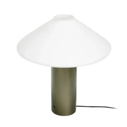 HÜBSCH Tischleuchte Orbit, dunkelgrün, weiß, Eisen, Glas
