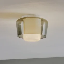 Helestra Canio Glas-Deckenleuchte, rauchgrau