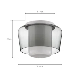 Helestra Canio Glas-Deckenleuchte, rauchgrau