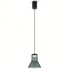 Helestra Fou LED-Hängeleuchte Rauchglas 13x13,5cm