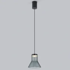 Helestra Fou LED-Hängeleuchte Rauchglas 13x13,5cm