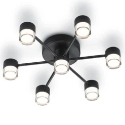 Helestra Kala LED-Deckenleuchte, schwarz, 7-flg.