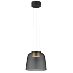Helestra Oda Hängeleuchte schwarz/gold Glasschirm