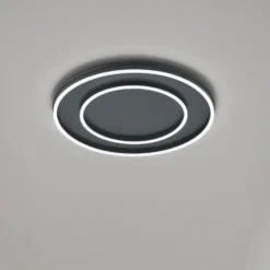 Helestra Sona LED-Deckenleuchte, schwarz, Ø 59 cm