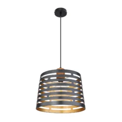 Hängelampe Ablona, Ø 35 cm, schwarz/goldfarben, Metall