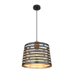 Hängelampe Ablona, Ø 35 cm, schwarz/goldfarben, Metall
